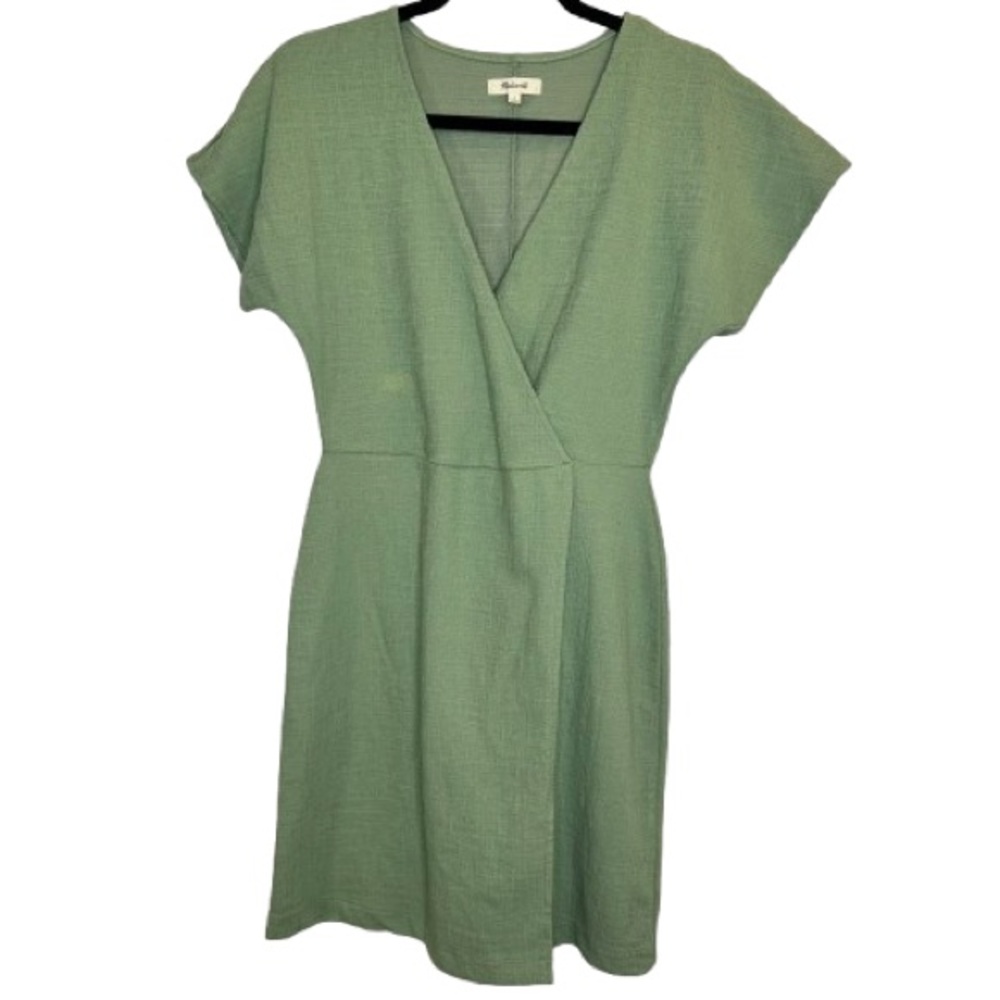 Madewell Women’s Cross Front Flutter Sleeve Minidress Dried Aloe Size S